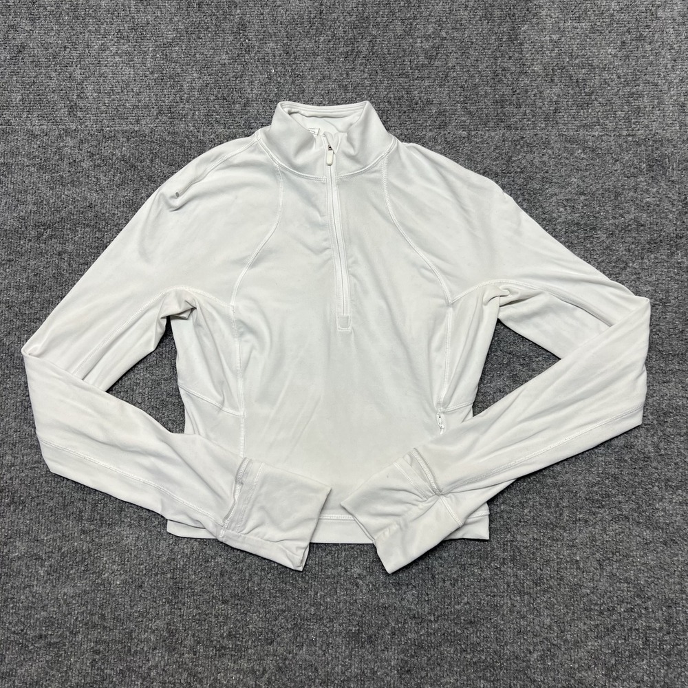 Lululemon Pullover Womens 4 White 1/4 Zip Mock Neck Long Sleeve Athletic Top